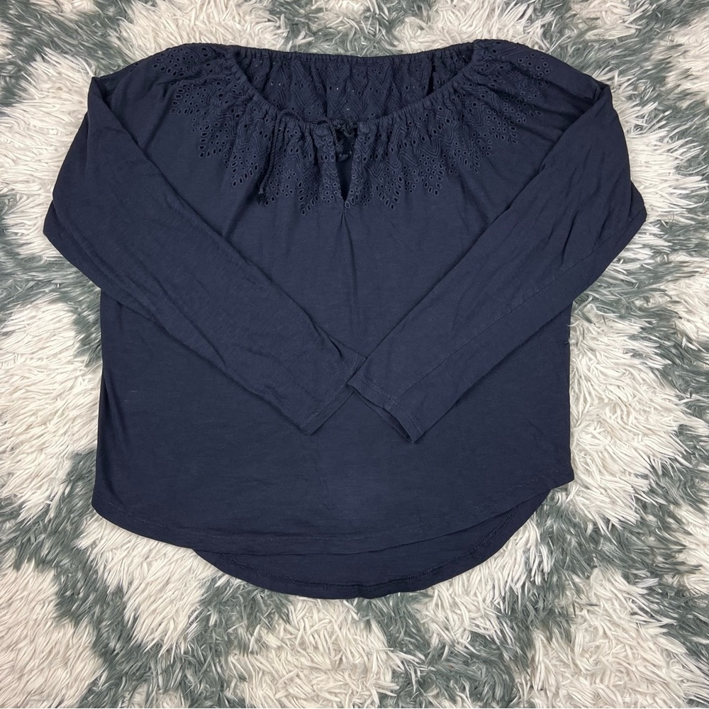 Ann Taylor LOFT Women's Navy Blue Long Sleeve Blouse Size XSP